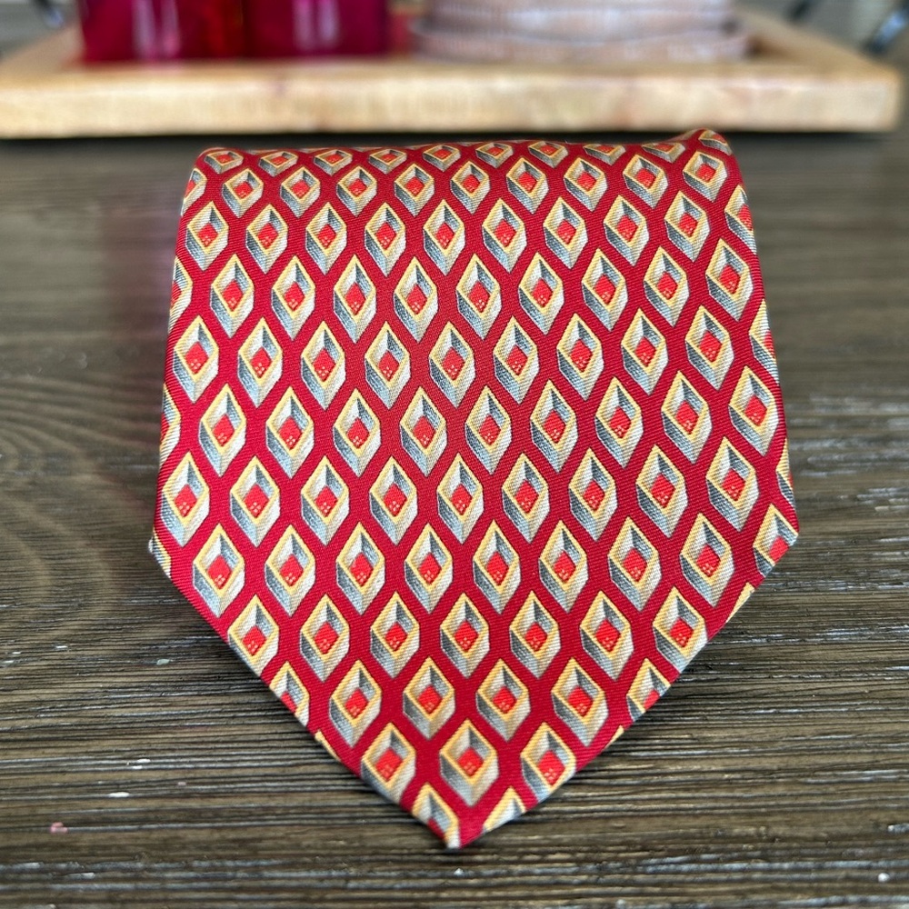 Ermenegildo Zegna Red Abstract 100% Silk Men's Tie!